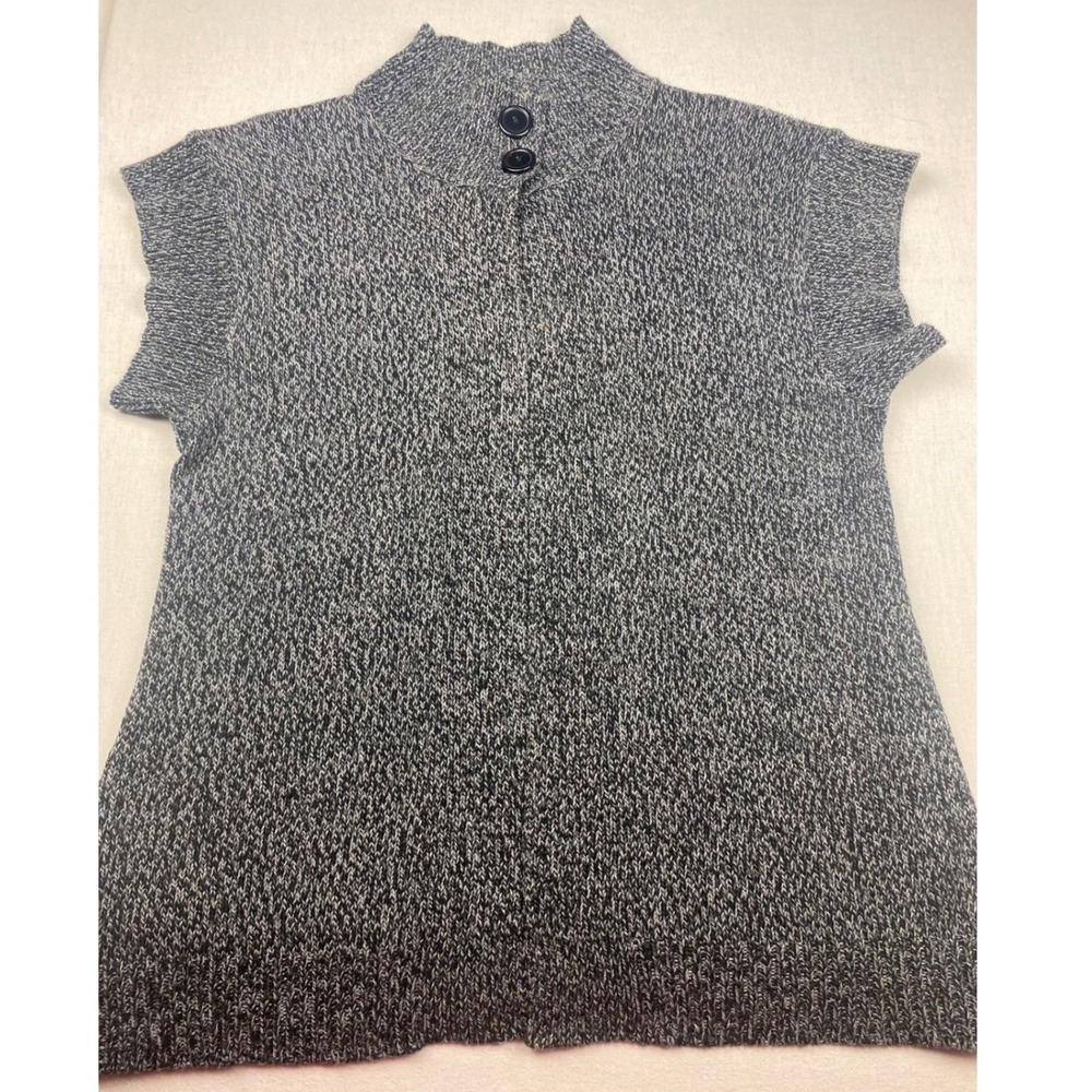 Bobbie Brooks Womens 1X Short Sleeve Knit Sweater Mock Neck Marled Grey 0582